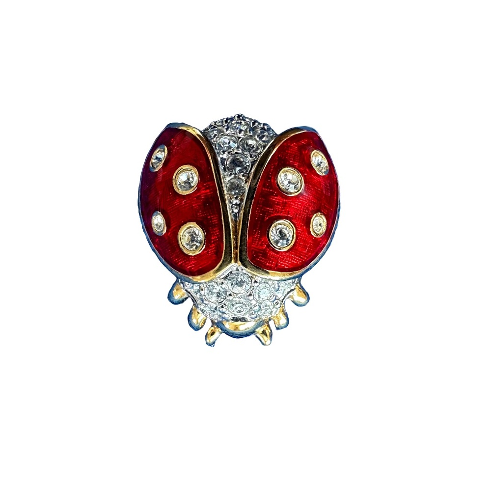 Swarovski Enamel & Crystal Small Ladybug Pin